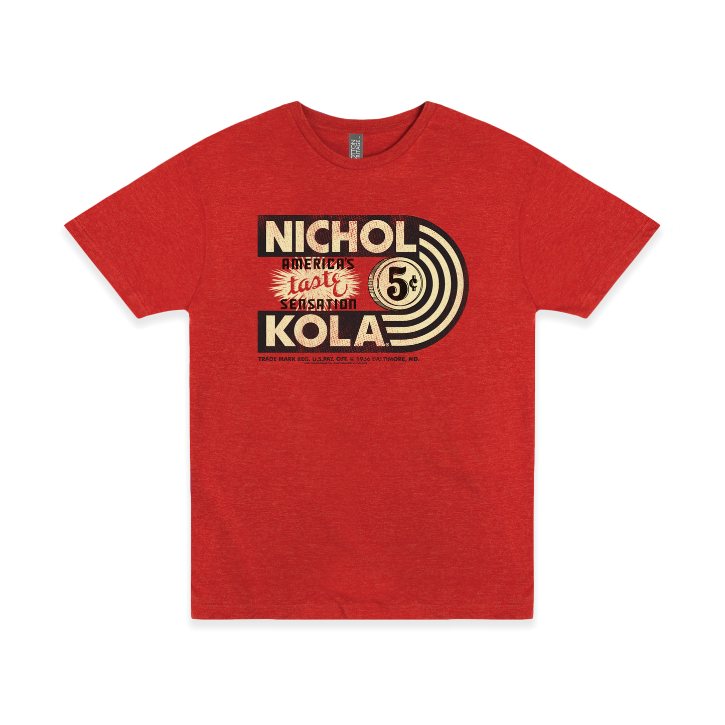 Nichol Kola® America's Taste Sensation Tee featuring a vintage soft drink graphic on an officially licensed unisex graphic shirt.