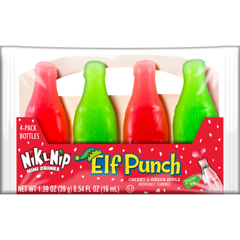 Nik-L-Nip Elf Punch Mini Drinks, 4pk Wax Bottles