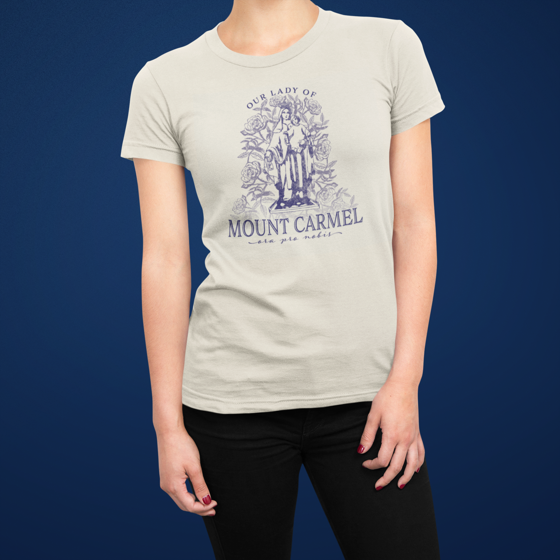 unisex our lady of mount carmel catholic shirt styled casually faith inspired outfit
