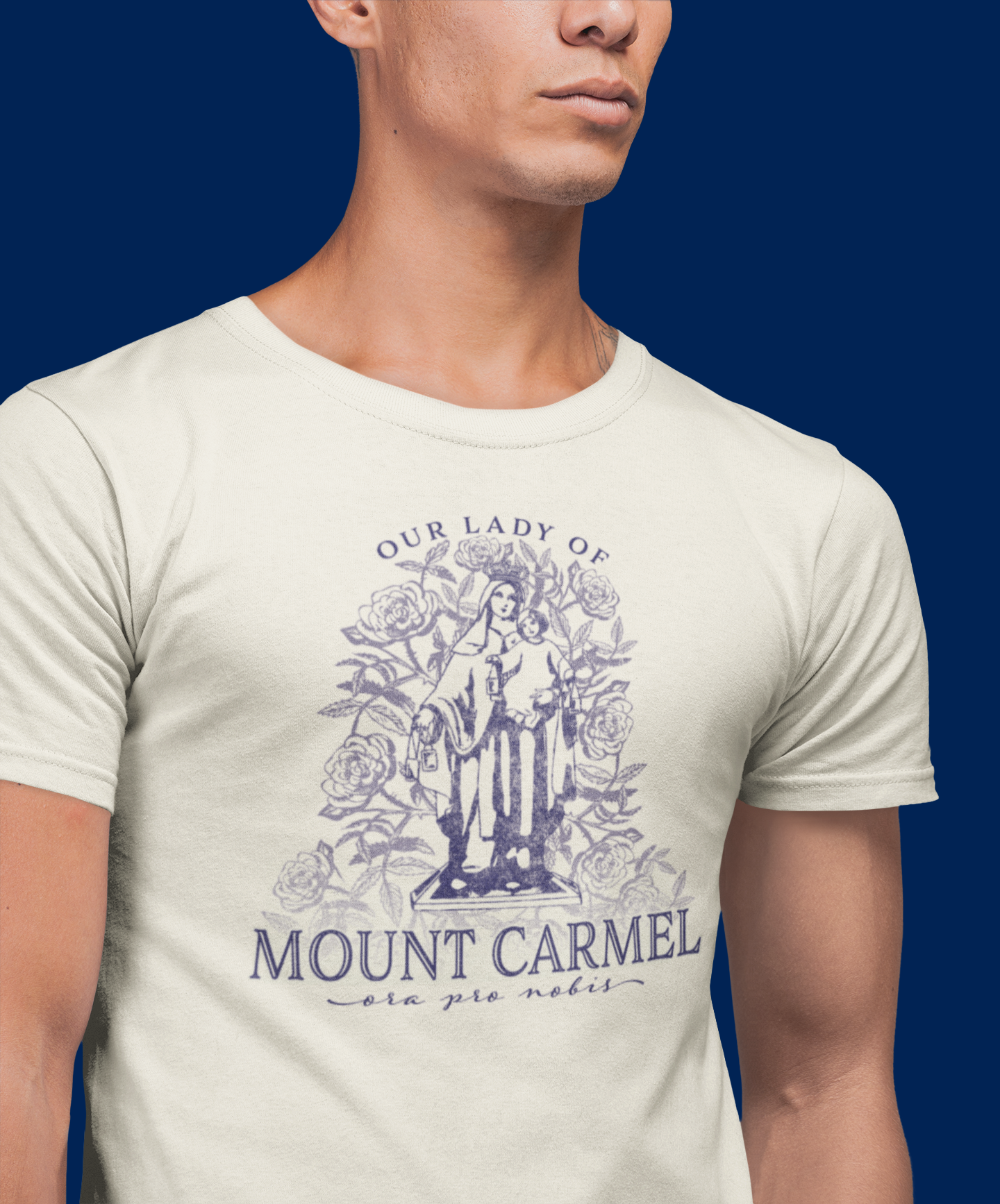 unisex our lady of mount carmel catholic shirt styled casually faith inspired outfit