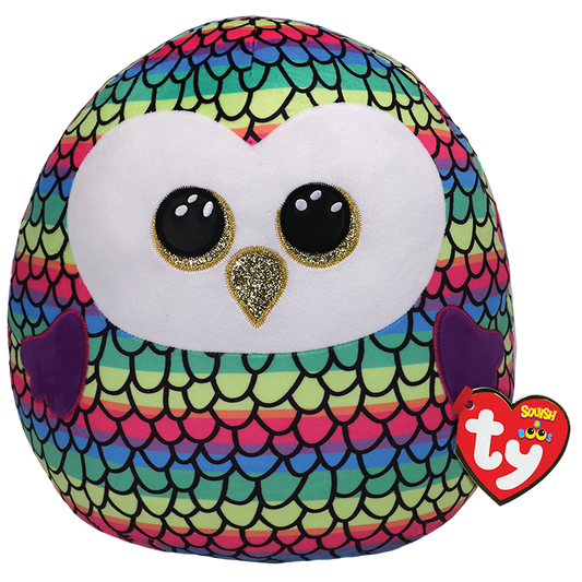 Beanie Babies: Owen Owl Rainbow Squish 14"