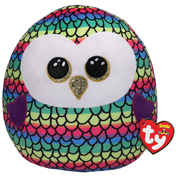 Beanie Babies: Owen Owl Rainbow Squish 14"
