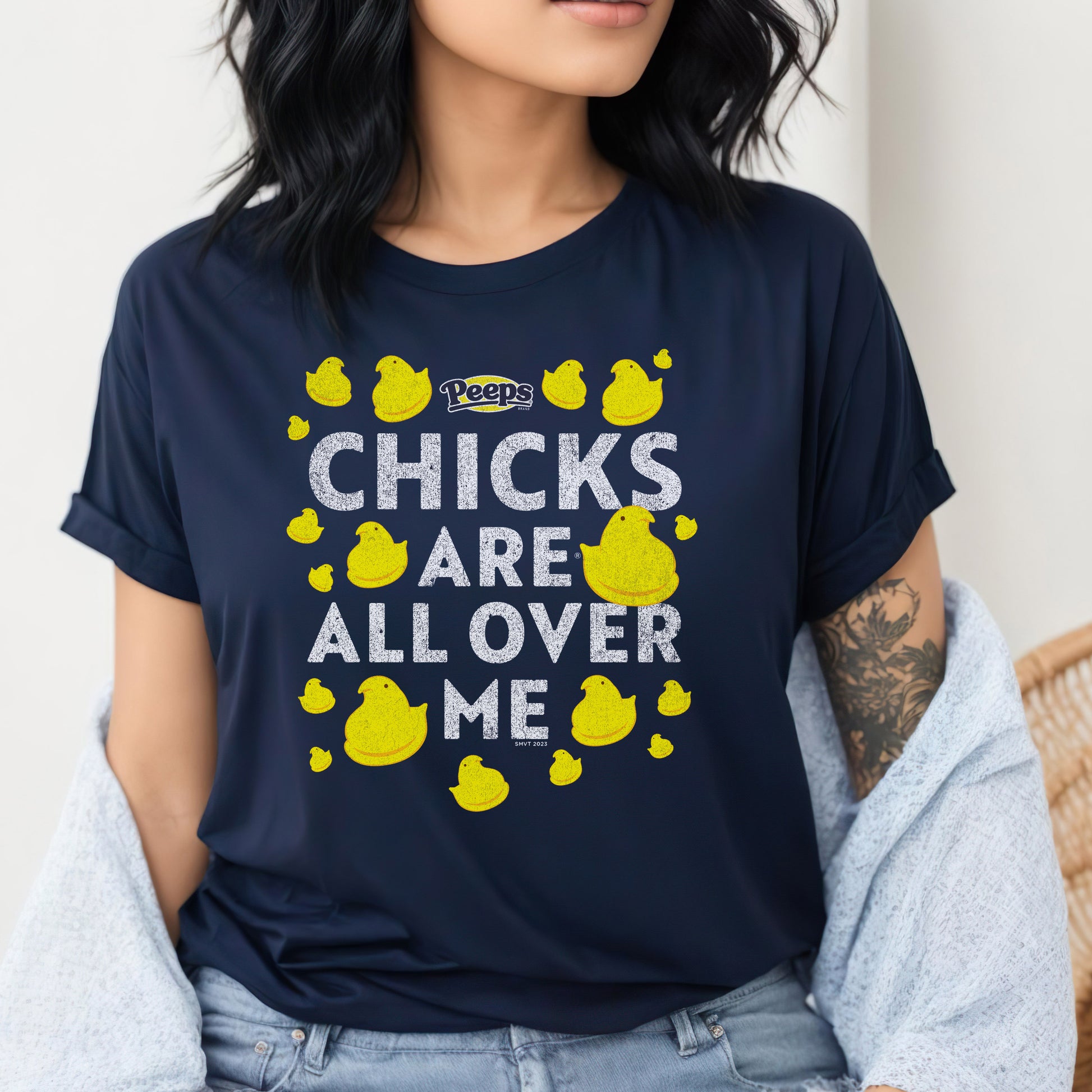 unisex peeps chicks are all over me shirt styled casually fun candy lover outfit