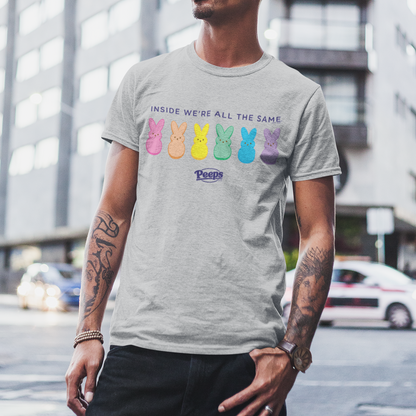 unisex peeps inside were all the same shirt styled casually fun candy lover outfit