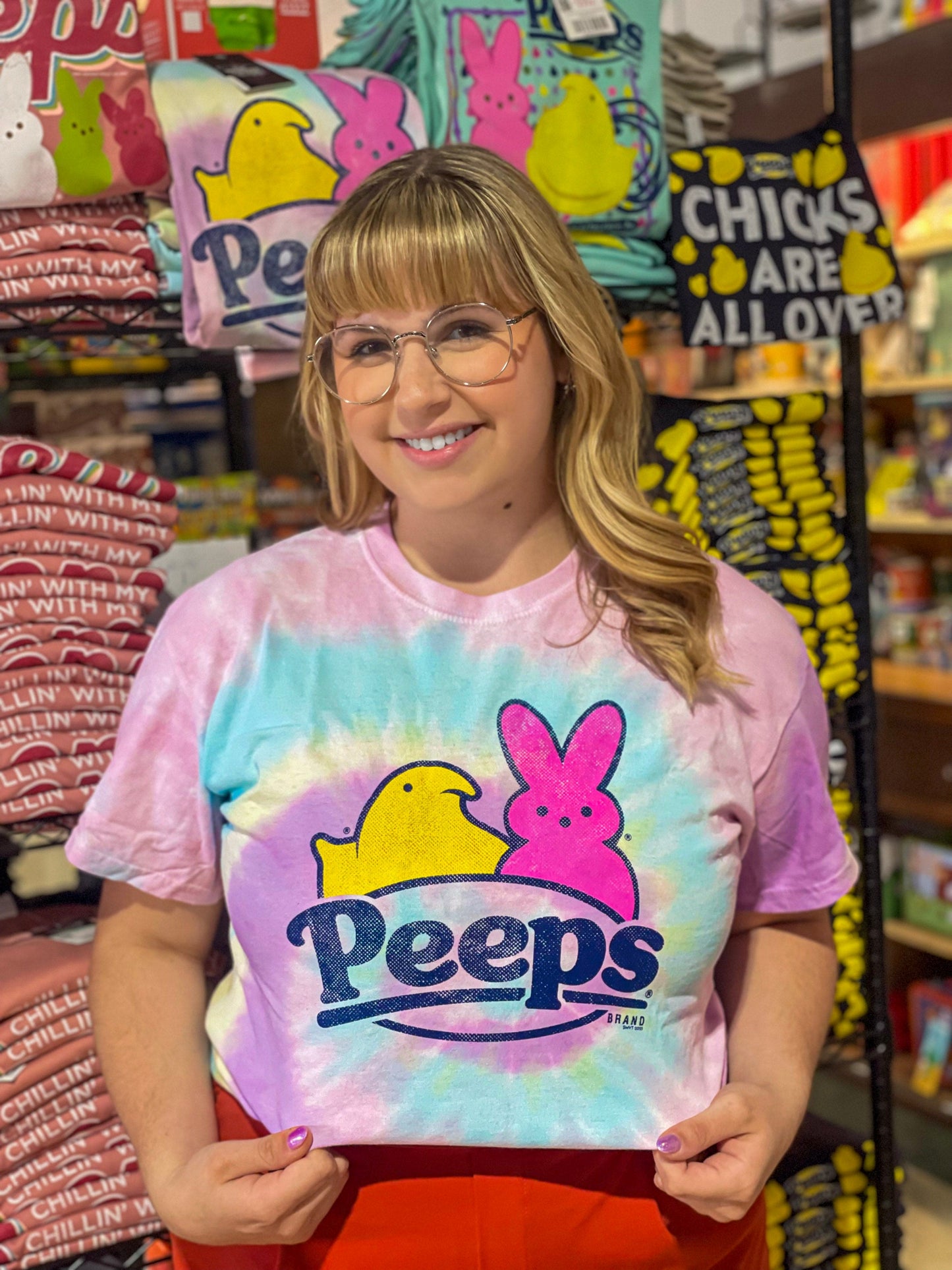 unisex peeps jelly bean tie dye shirt styled casually colorful candy lover easter outfit