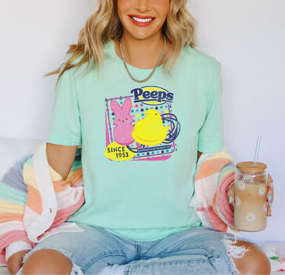 unisex peeps retro candy shirt styled casually nostalgic candy lover outfit