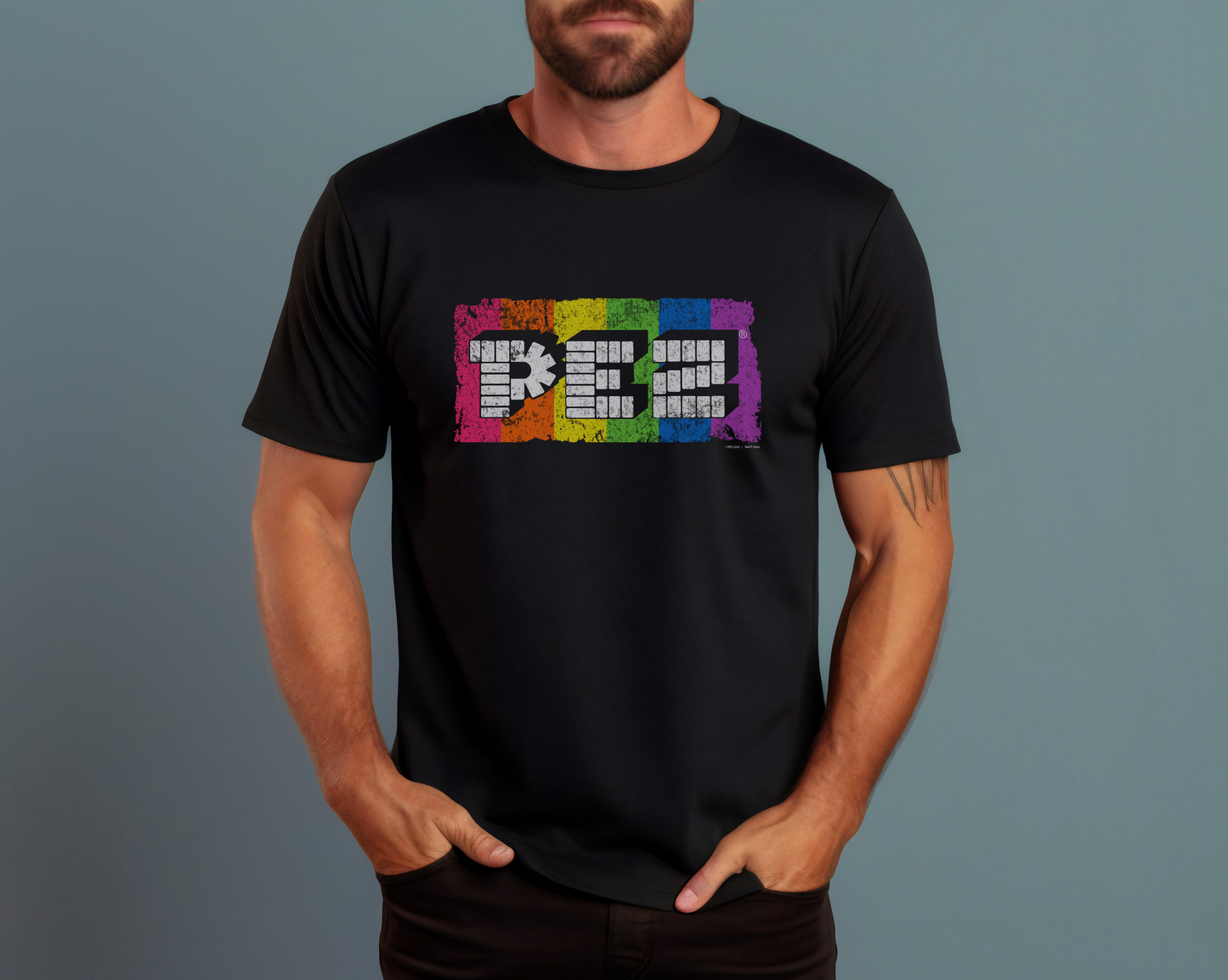 unisex pez 80s neon rainbow shirt styled casually colorful retro candy lover outfit