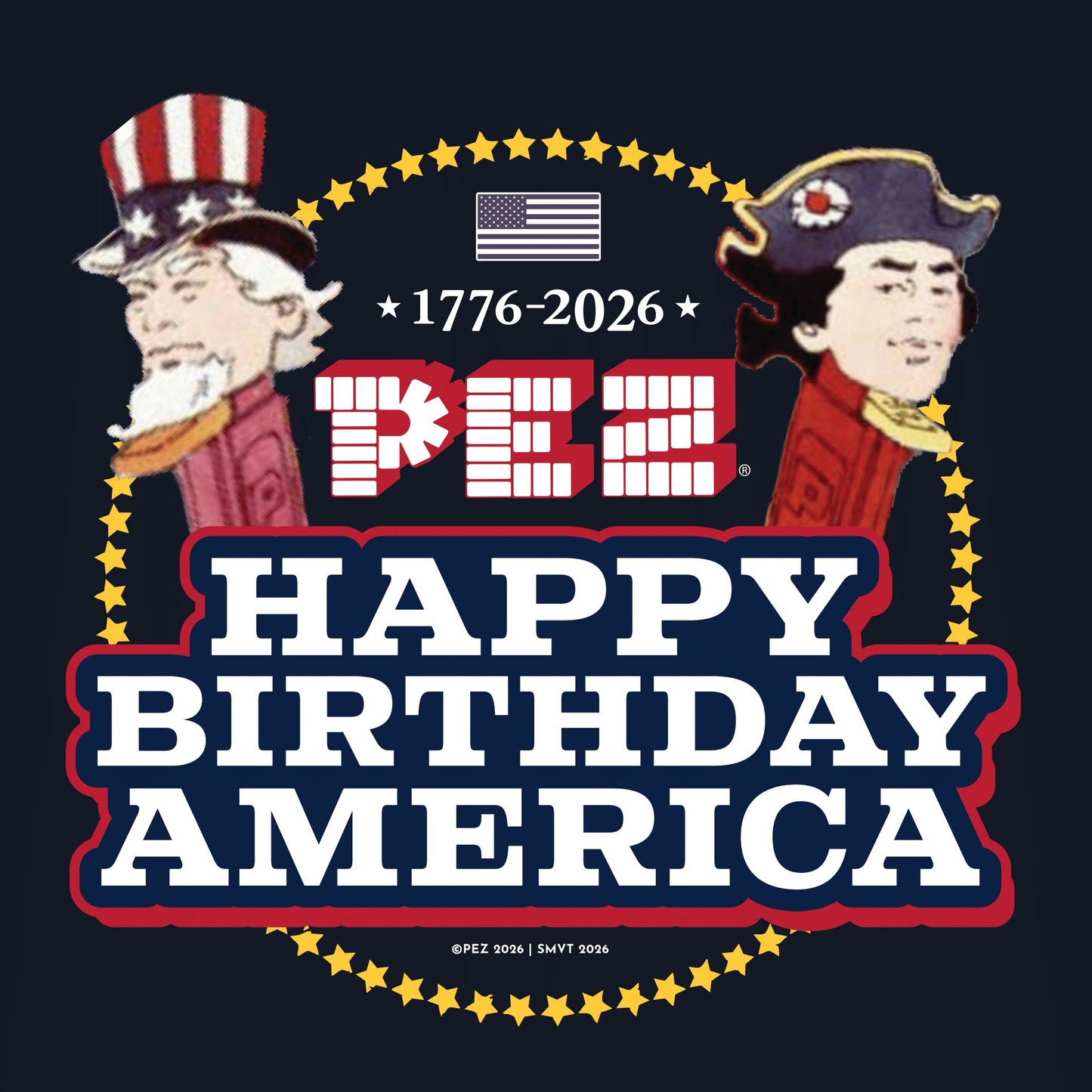 close up of pez happy birthday america patriotic candy graphic