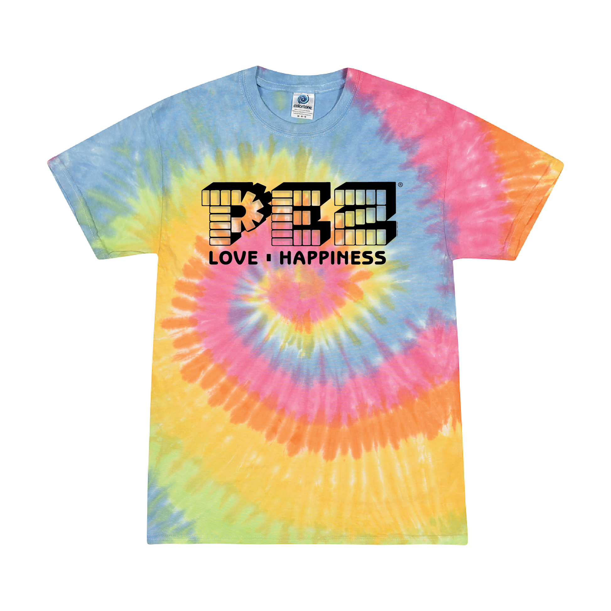 pez love and happiness tie dye graphic t shirt officially licensed retro candy brand unisex nostalgia tee