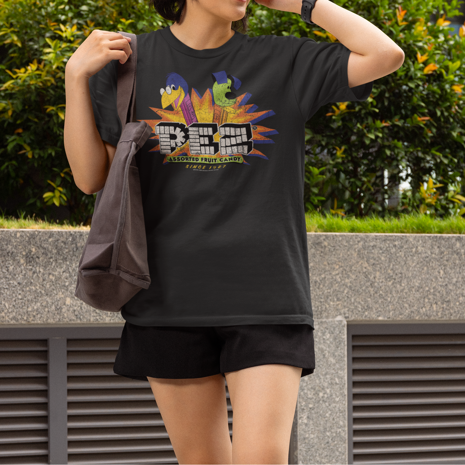 unisex pez candy explosion t shirt styled casually retro candy brand outfit nostalgic look