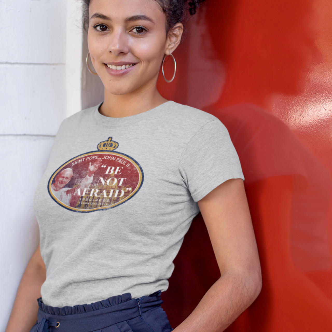 unisex pope john paul ii t shirt styled casually catholic faith inspired outfit
