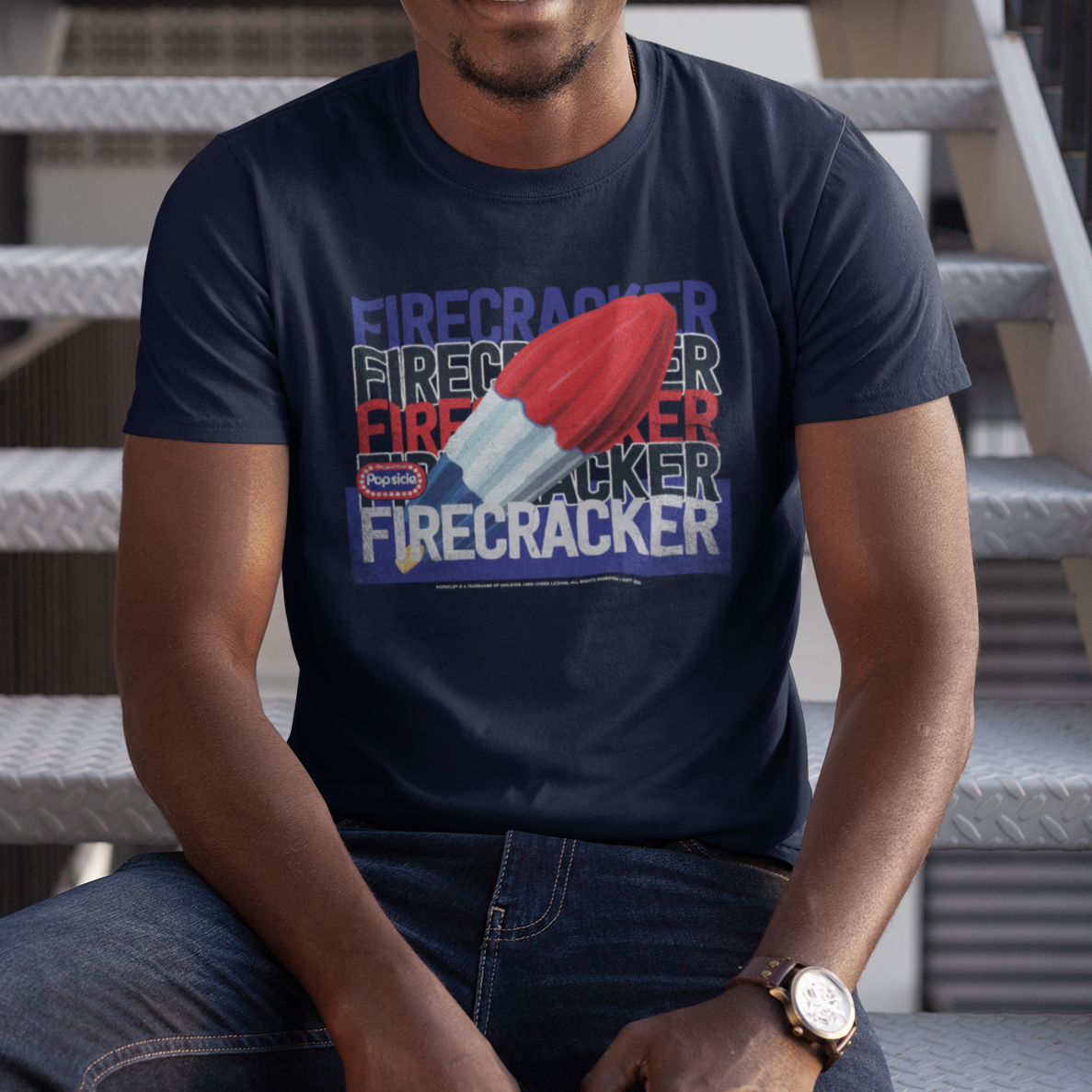 PREORDER | Popsicle® Firecracker Brand Colors T-Shirt – Vintage Red White & Blue Ice Pop Tee | Patriotic Summer Shirt | Americana Candy Apparel