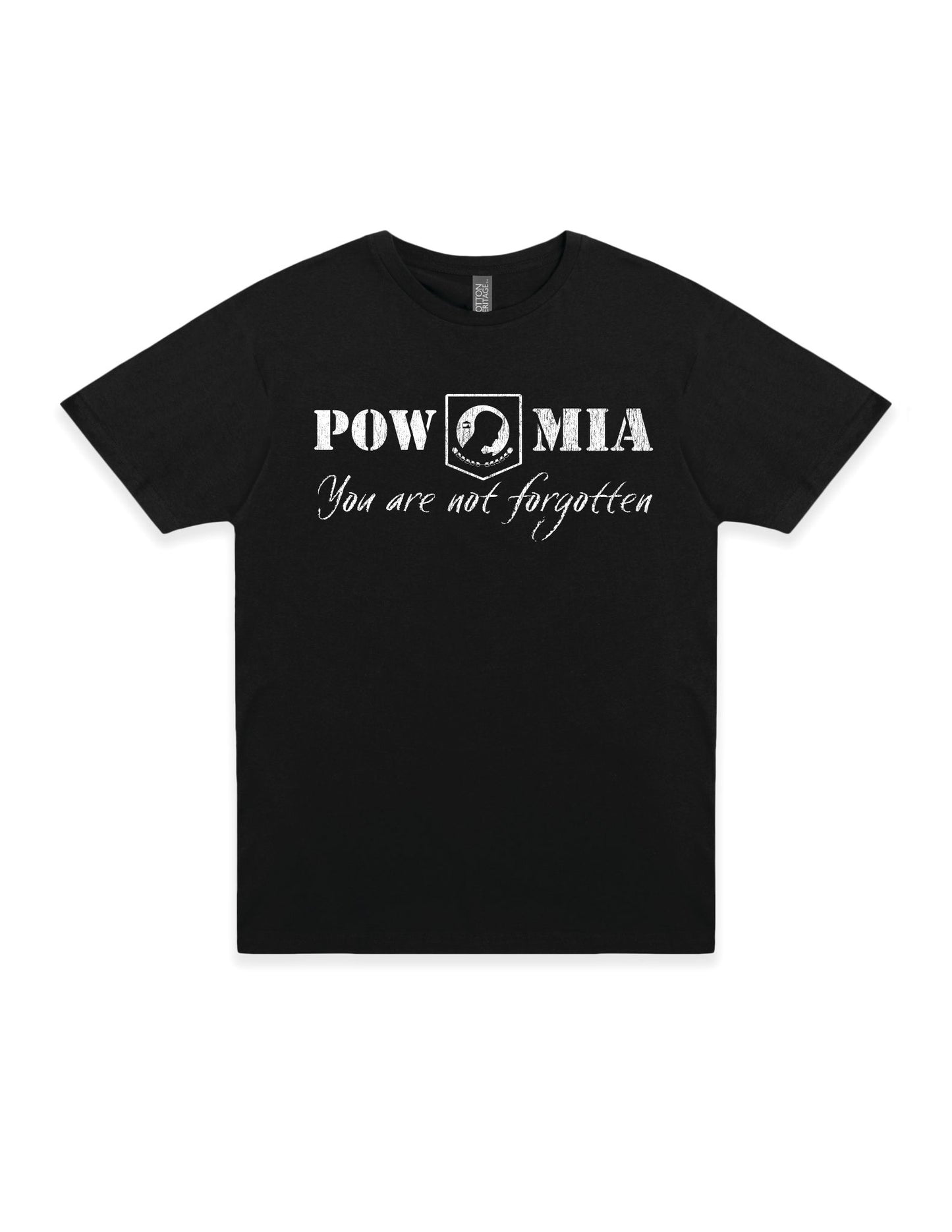 pow mia remembrance military tribute t shirt laid flat patriotic apparel