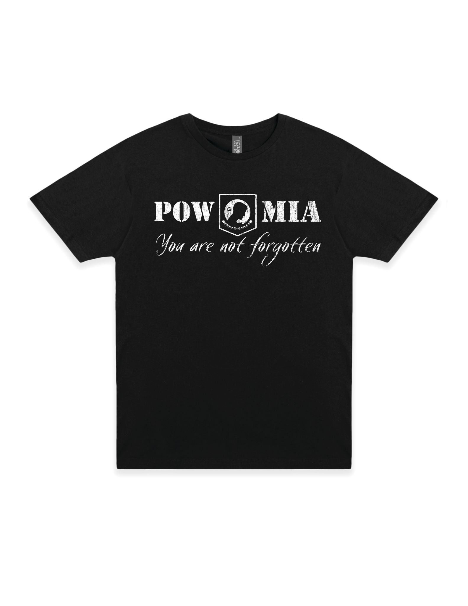 pow mia remembrance military tribute t shirt laid flat patriotic apparel