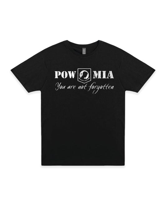 pow mia remembrance military tribute t shirt laid flat patriotic apparel