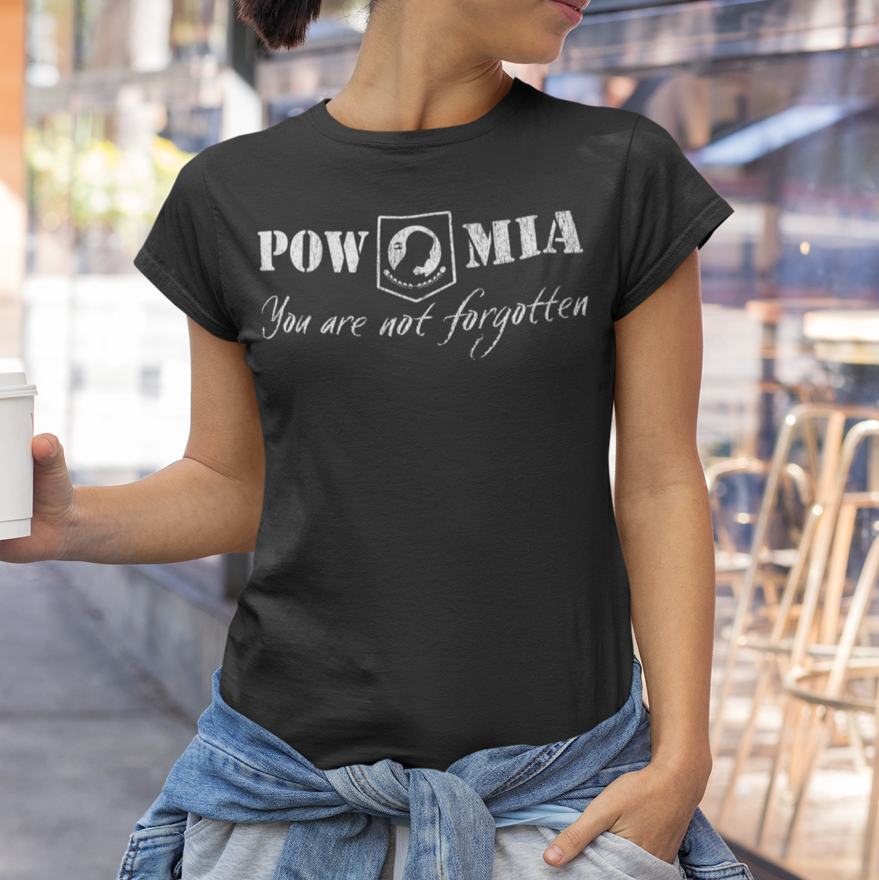 unisex pow mia remembrance t shirt worn casually patriotic military tribute outfit