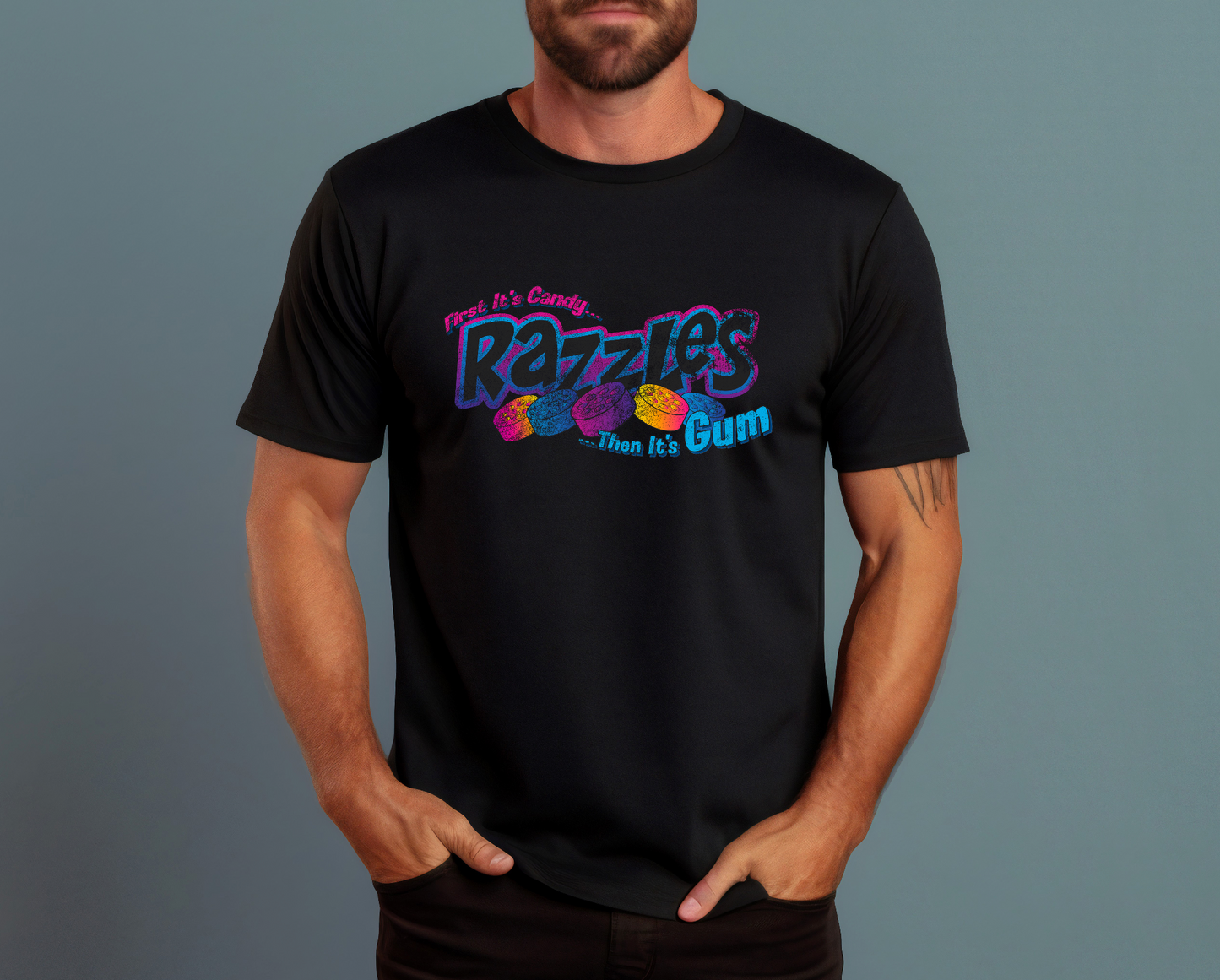 unisex razzles retro logo shirt styled casually for candy lovers and nostalgic candy fans