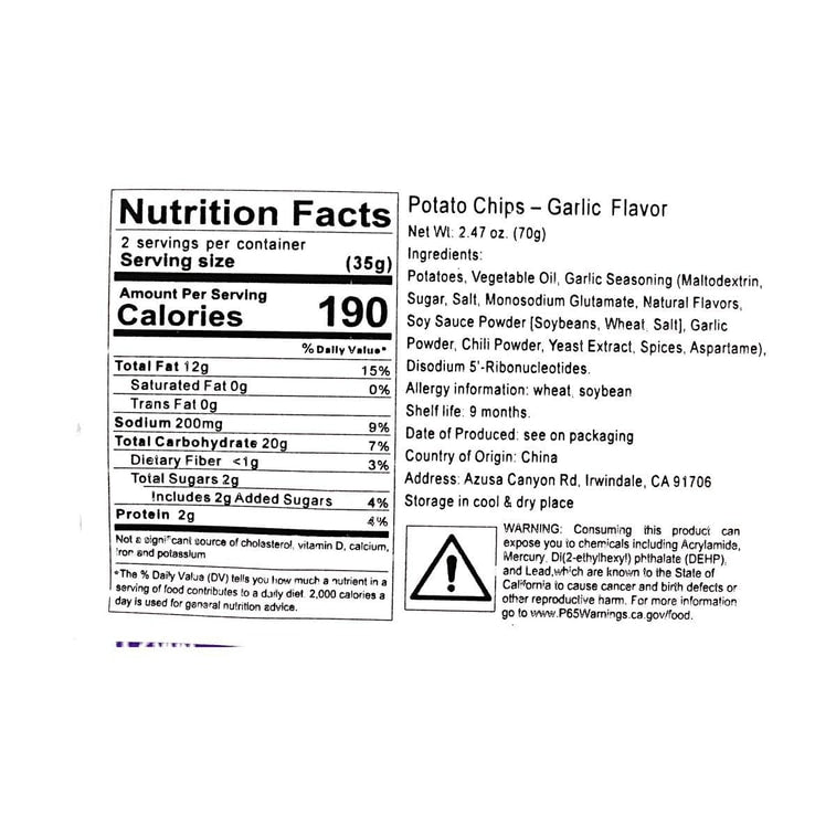 Lay's Potato Chips Rich Garlic Flavor 2.46oz