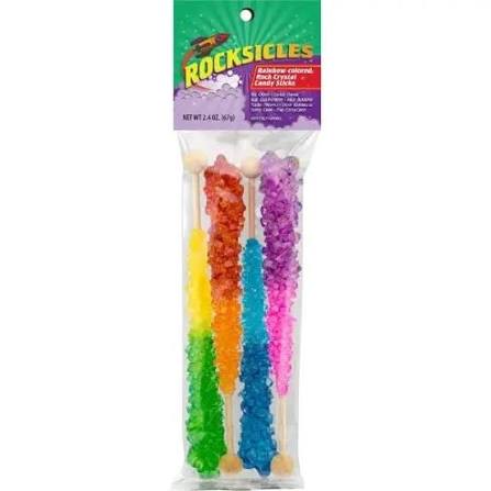 Rocksicles Rock Candy Sticks 2.4oz 4ct Peg Bag