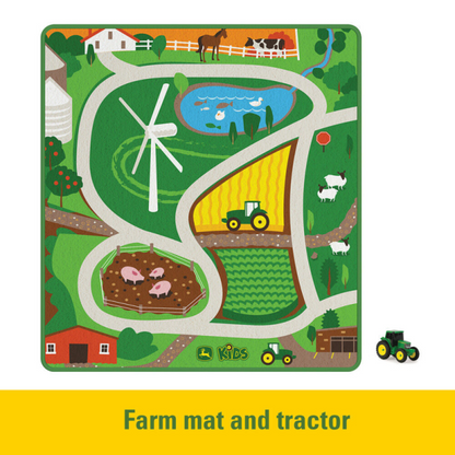 John Deere Rug Playmat Assortment Farm with Tractor and Construction with Skid