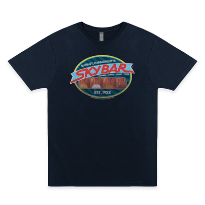 skybar caramel vanilla peanut fudge retro candy bar t shirt laid flat nostalgic sweets apparel