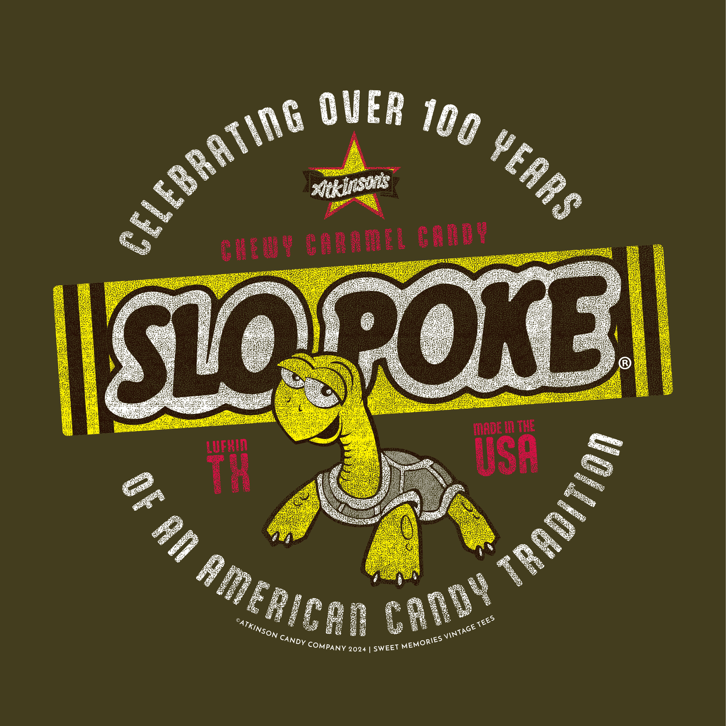 close up of slo poke chewy caramel candy vintage graphic