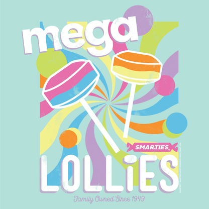 close up of smarties mega lollies groovy pastel candy graphic