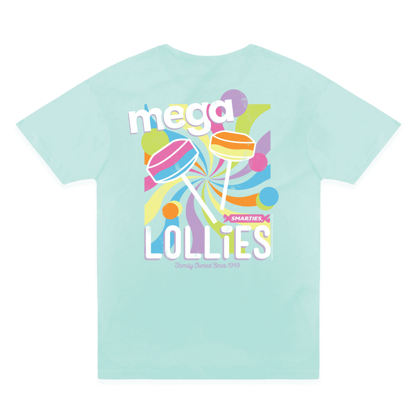 smarties mega lollies groovy pastel graphic t shirt officially licensed candy brand unisex nostalgia tee
