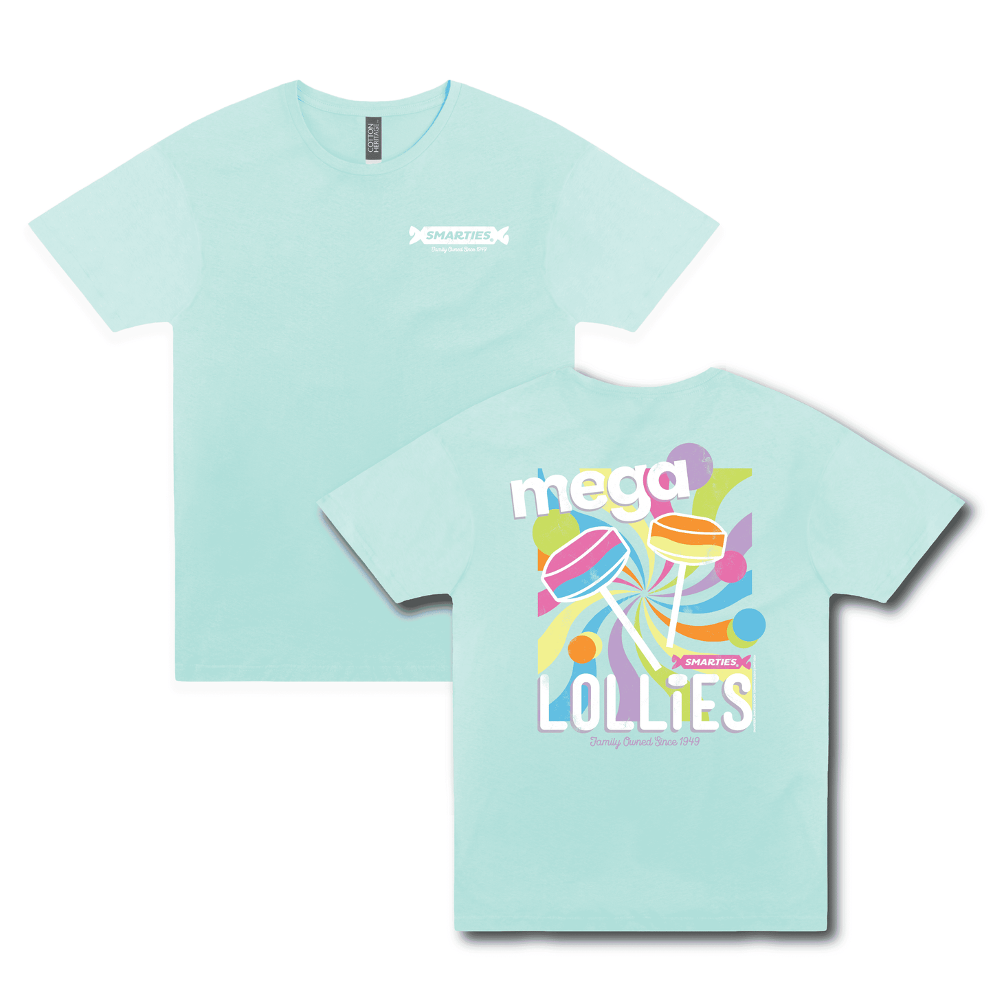 smarties mega lollies groovy pastel graphic t shirt officially licensed candy brand unisex nostalgia tee