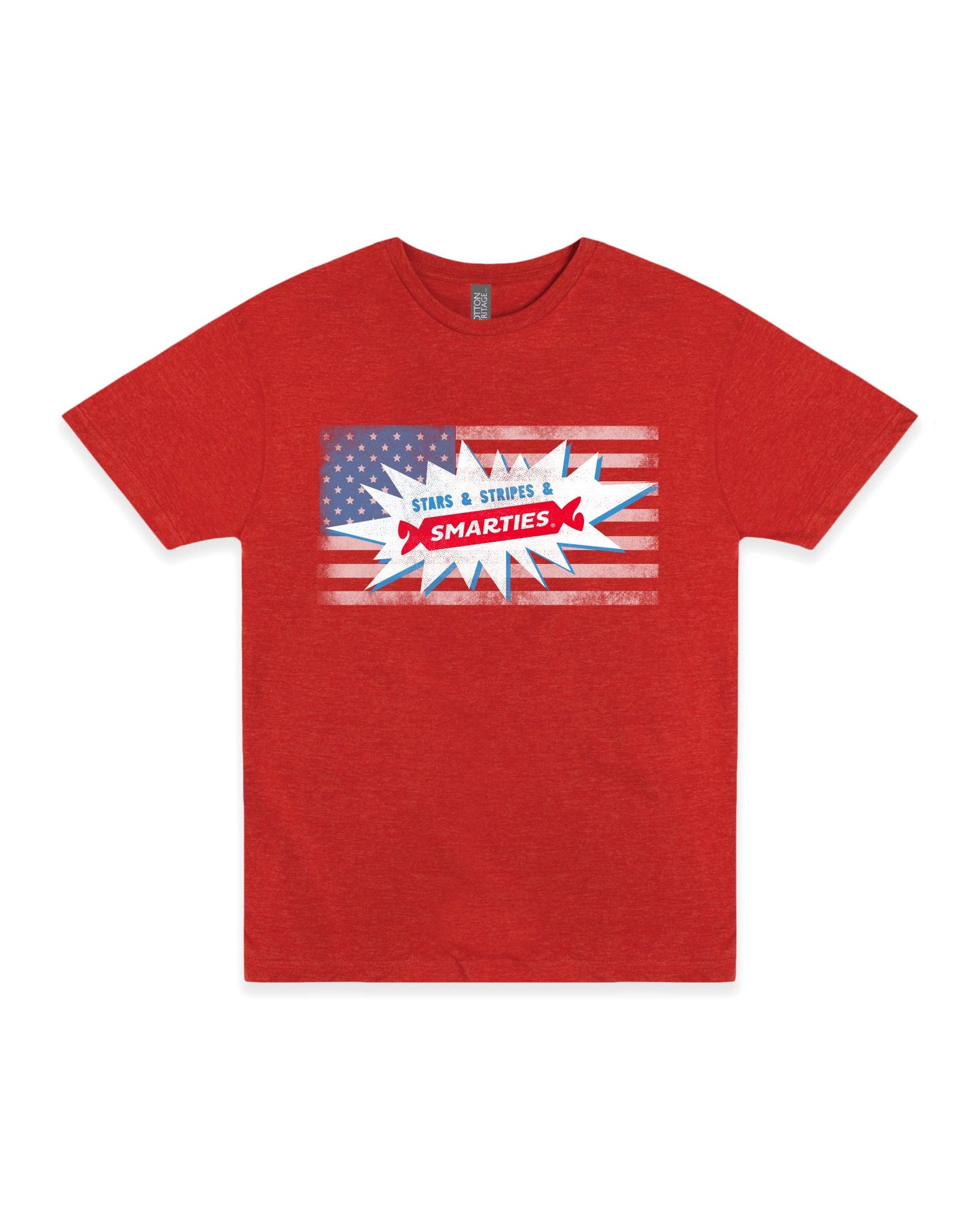 smarties stars and stripes patriotic candy graphic t shirt vintage americana flag unisex tee