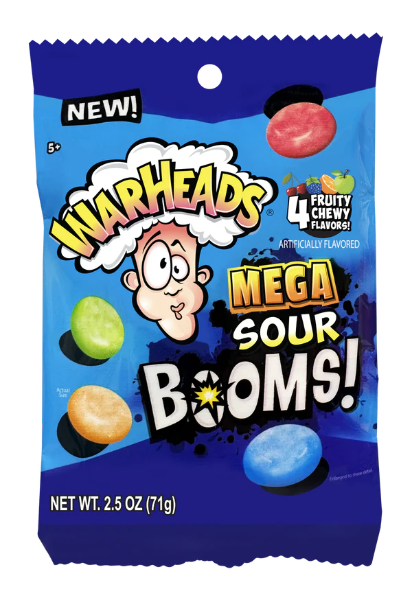 Warheads Sour Boom Fruit Chews 2.4oz Bag