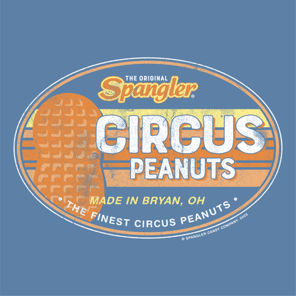 close up of spanglers circus peanuts since 1924 vintage candy logo graphic