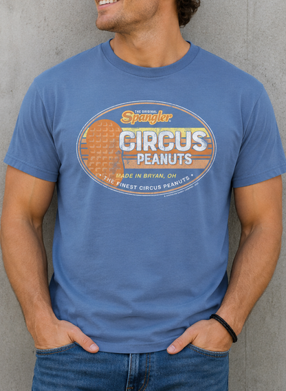 unisex spanglers circus peanuts retro shirt styled casually for nostalgic candy lovers and vintage candy fans