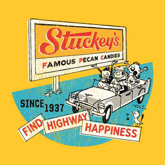 Stuckey's® Find Highway Happiness artwork showcasing nostalgic Americana road trip imagery inspired by the iconic roadside destination.