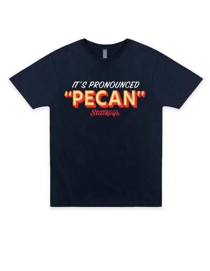 Stuckey's® It's Pronounced 'Pecan' Tee featuring humorous Southern-inspired artwork on an officially licensed unisex graphic T-shirt.