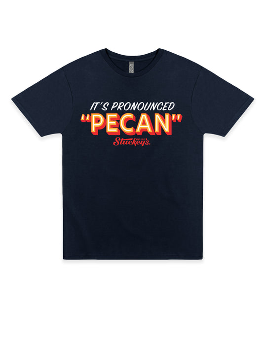 Stuckey's® It's Pronounced 'Pecan' Tee featuring humorous Southern-inspired artwork on an officially licensed unisex graphic T-shirt.