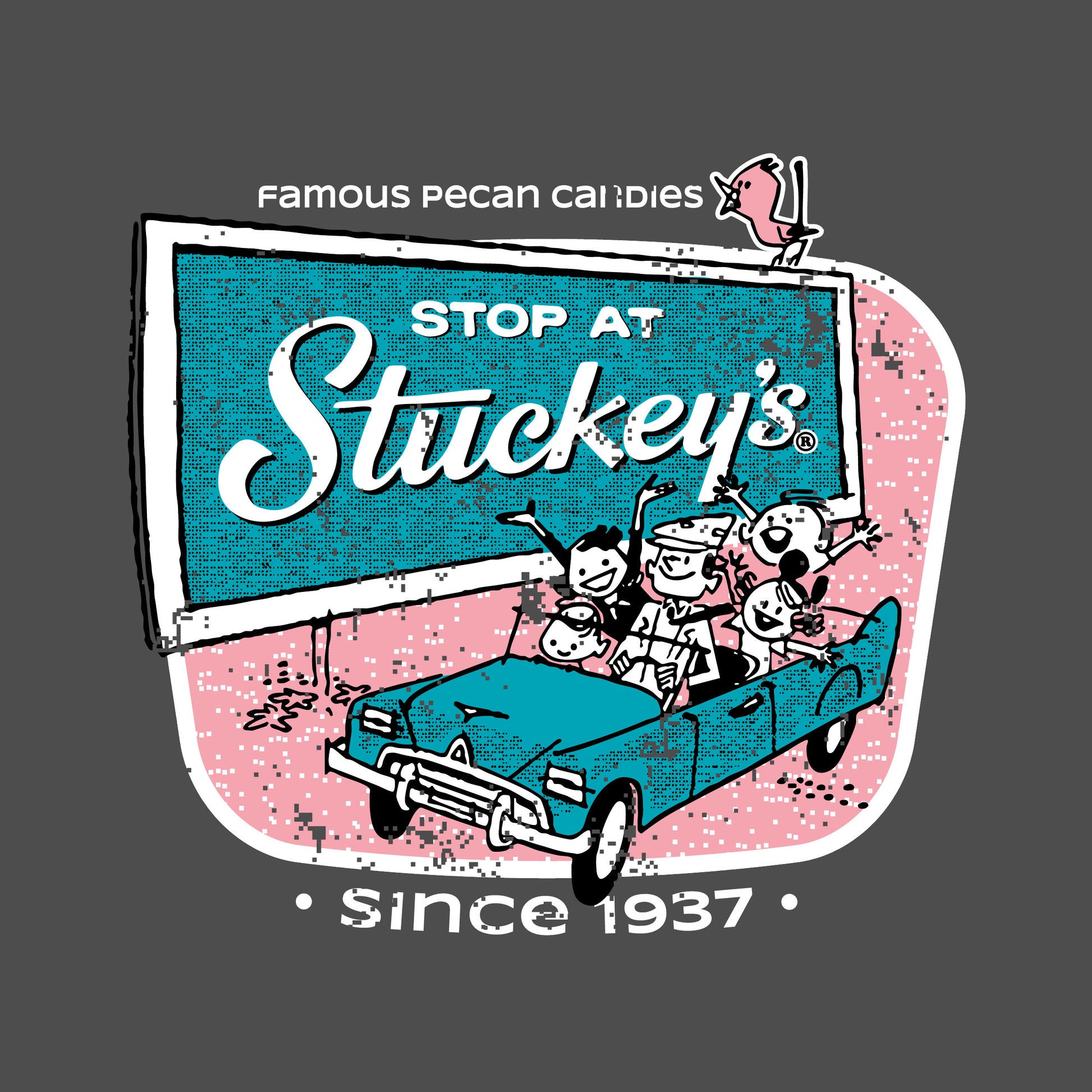 Stuckey's® Retro Stop at Stuckey's graphic featuring vintage roadside travel-inspired artwork and classic Stuckey's branding on a retro-style design.