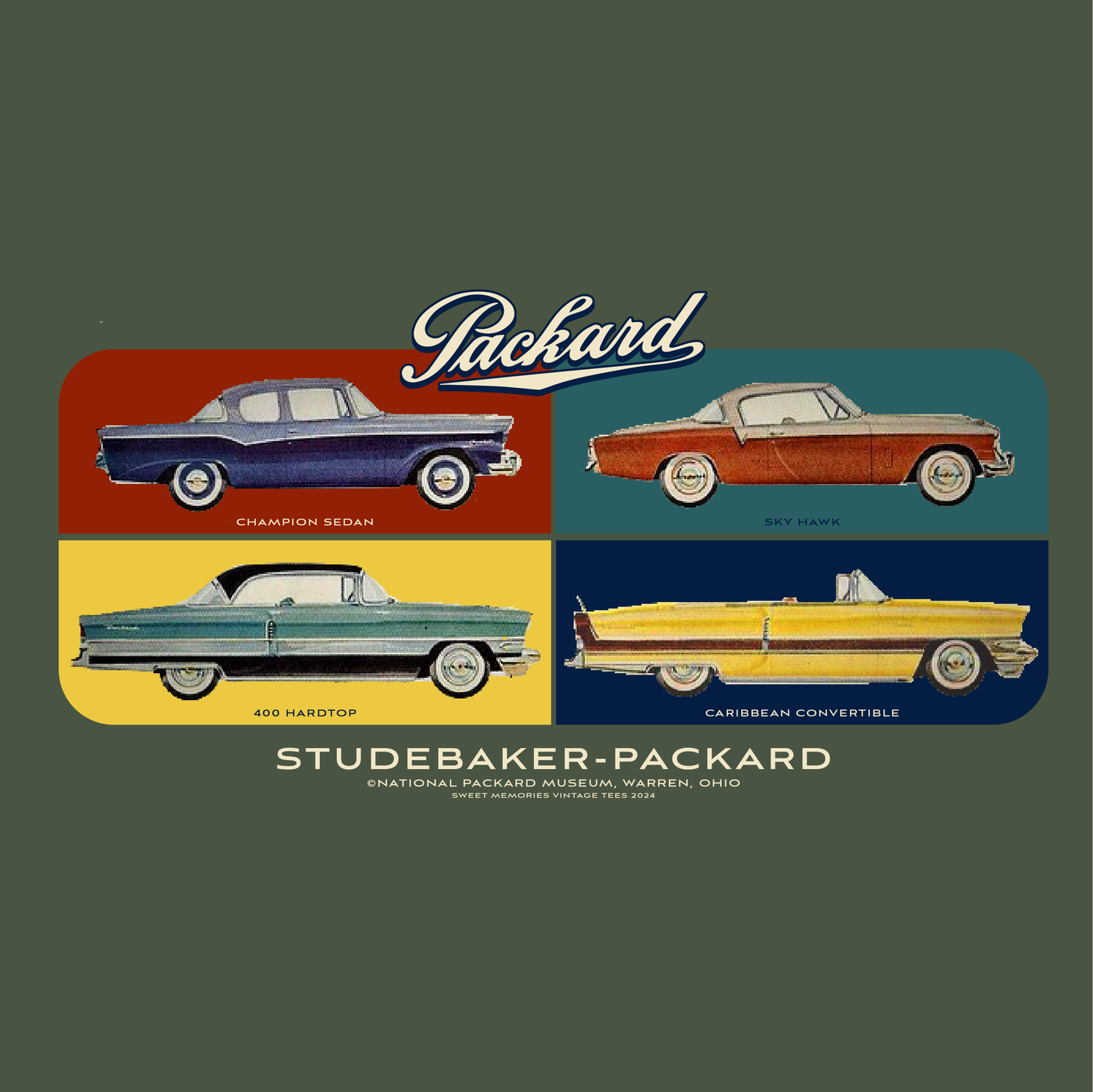 close up of studebaker packard warren ohio automotive graphic