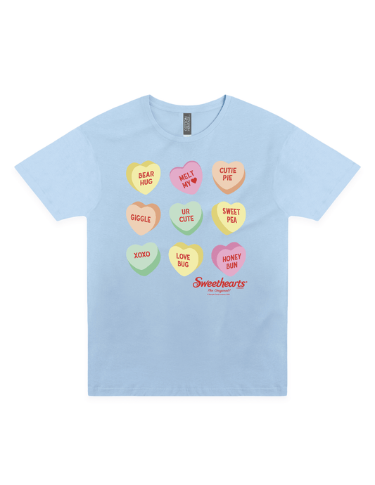 sweethearts conversation hearts pattern graphic t shirt officially licensed candy brand unisex nostalgia tee