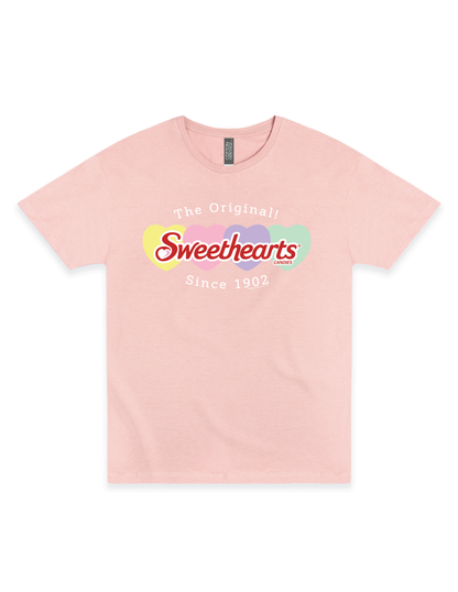 sweethearts original 02 retro candy hearts t shirt laid flat nostalgic valentine apparel