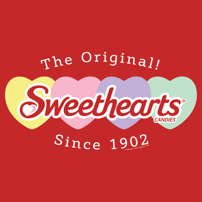 close up of sweethearts conversation hearts 02 vintage candy graphic on soft cotton t shirt