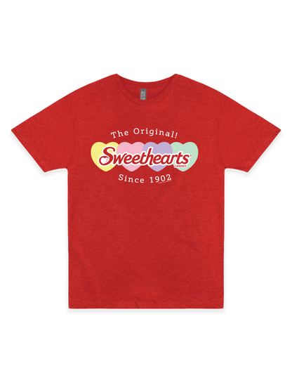 sweethearts original 02 retro candy hearts t shirt laid flat nostalgic valentine apparel