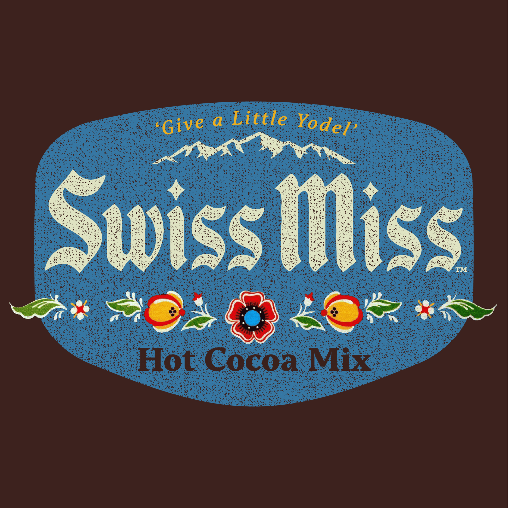 close up of swiss miss hot cocoa vintage logo graphi