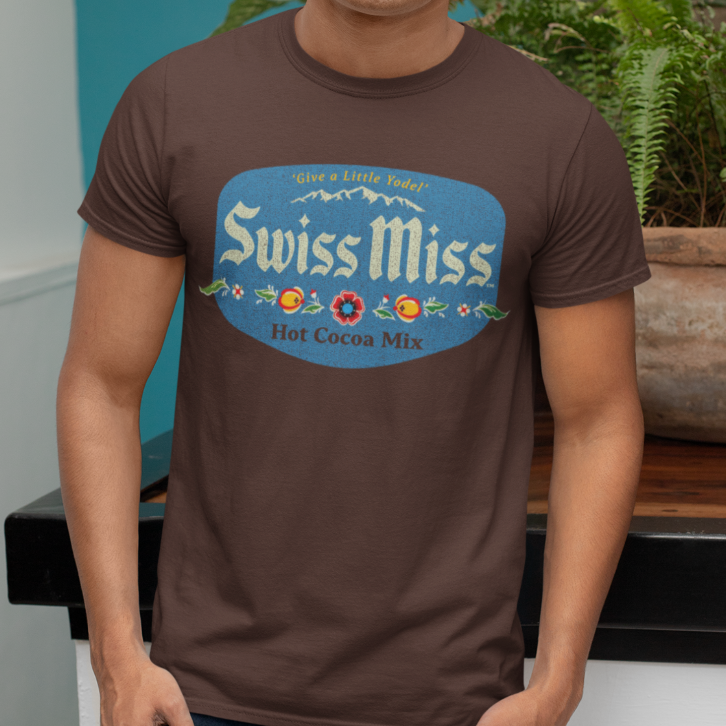 unisex swiss miss hot cocoa shirt styled casually cozy winter nostalgia outfit
