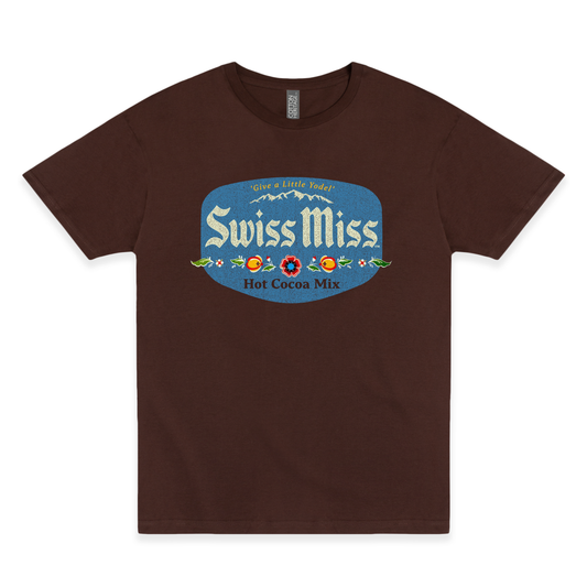 swiss miss vintage hot cocoa graphic t shirt officially licensed retro drink brand unisex tee