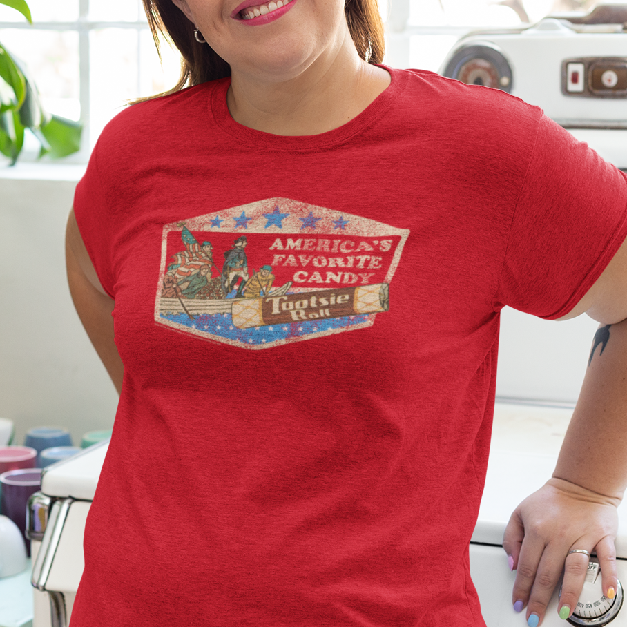 unisex tootsie roll patriotic candy shirt styled casually retro americana outfit