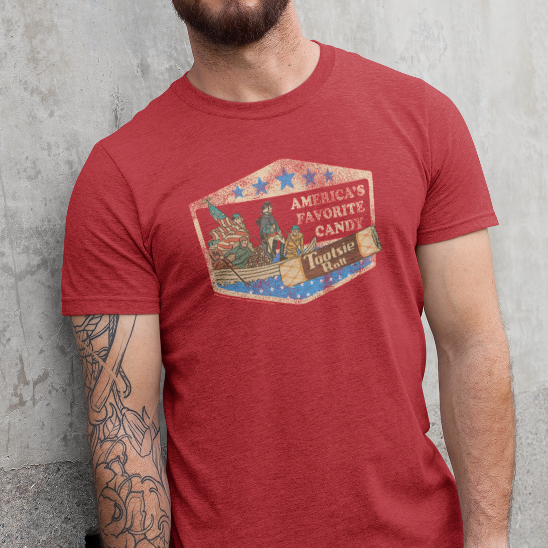 unisex tootsie roll patriotic candy shirt styled casually retro americana outfit