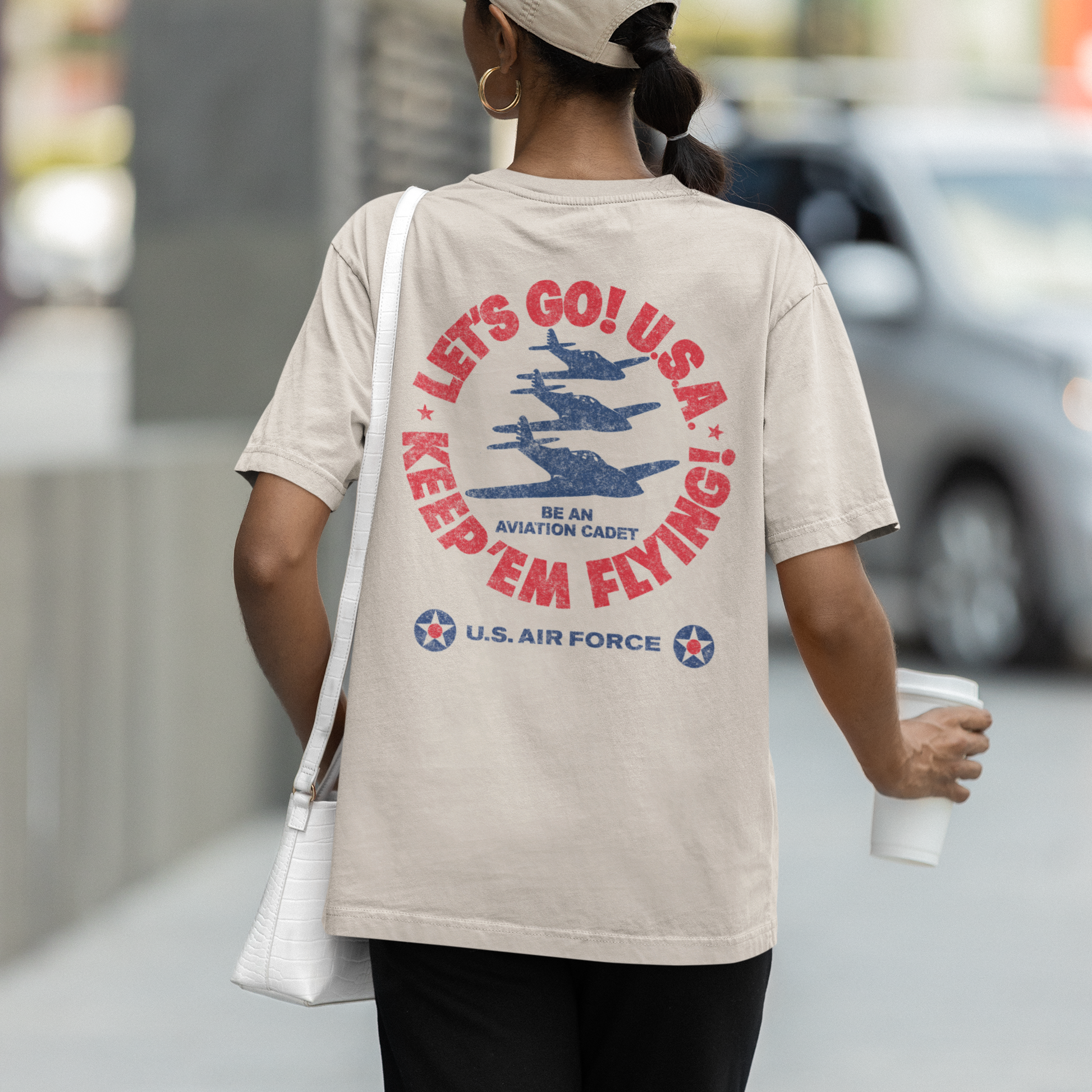 unisex us air force lets go usa t shirt styled casually patriotic outfit