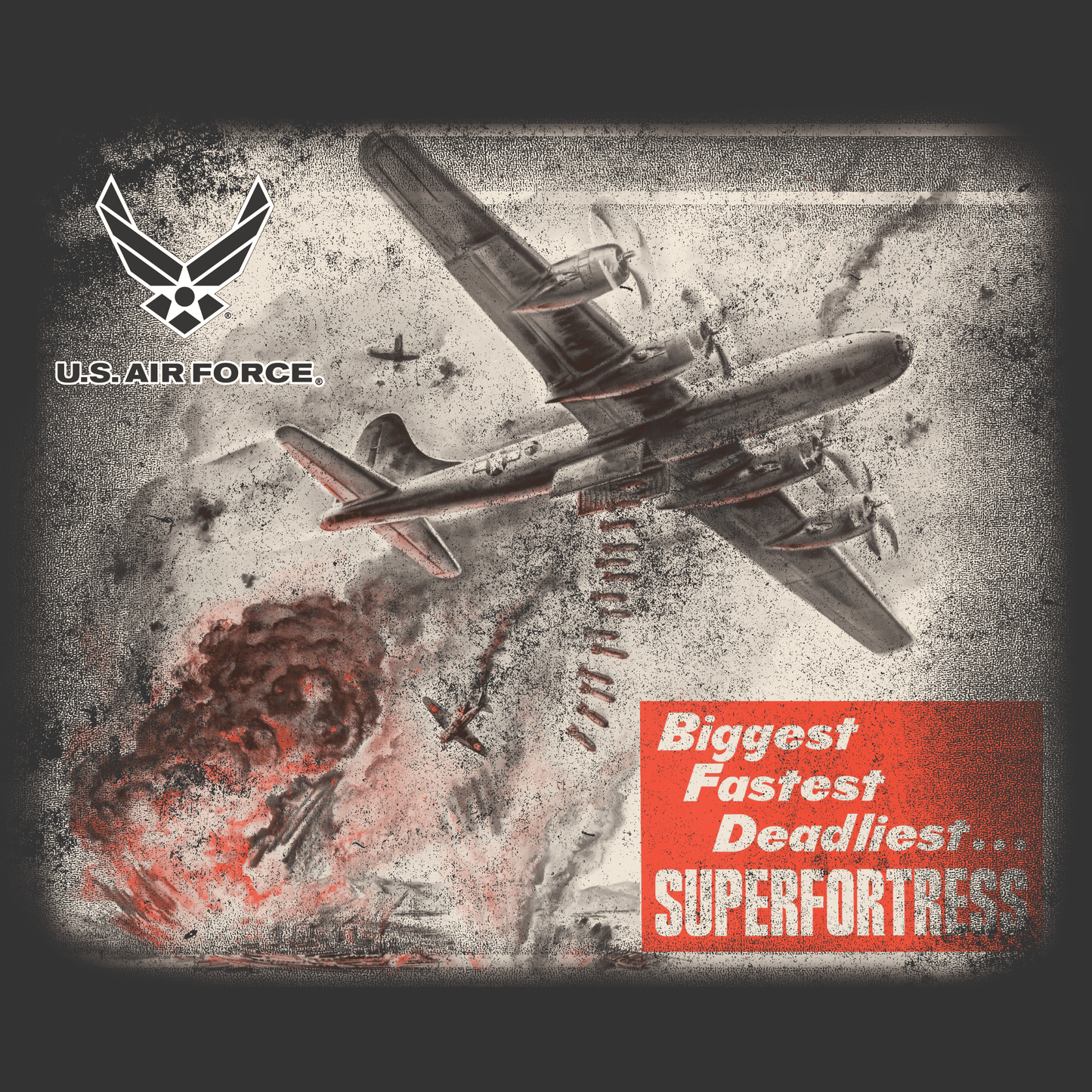 close up of us air force super fortress vintage aircraft graphic