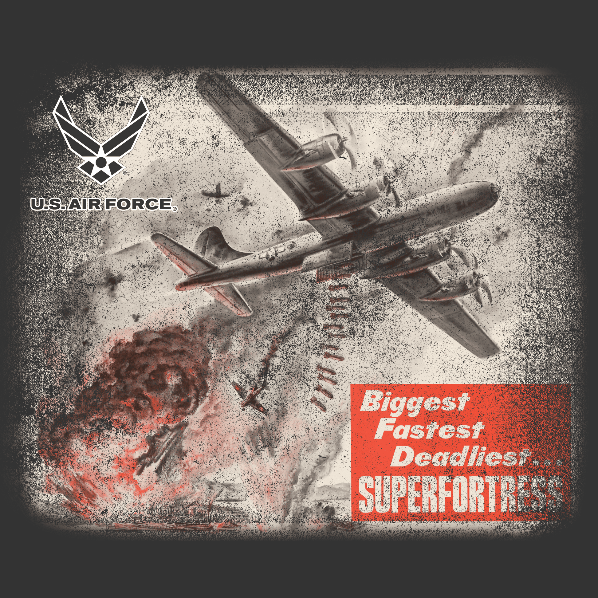 close up of us air force super fortress vintage aircraft graphic